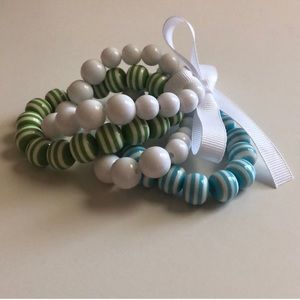 Set of 4 Retro Nautical Striped Beaded Bracelets